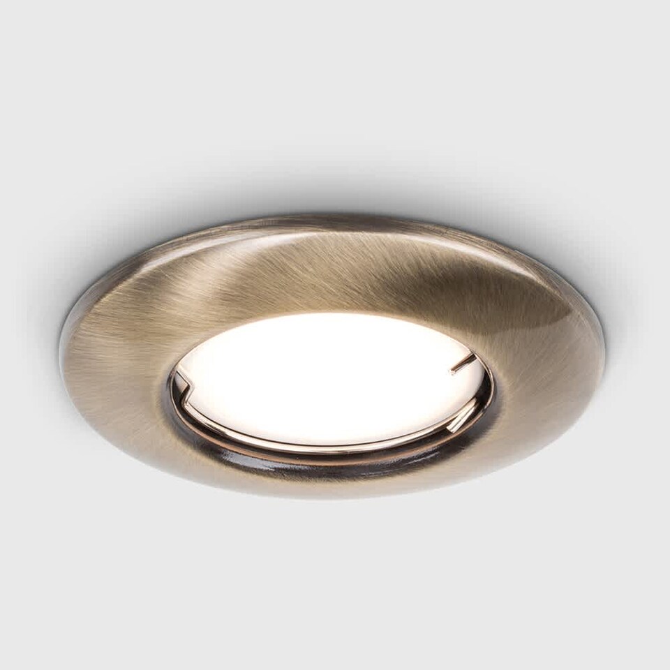image 1 of ValueLights GU10 IP20 Spotlight Antique Gold Recessed Fixed Ceiling Downlight