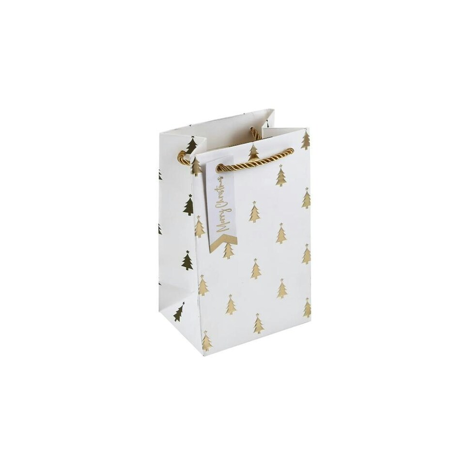 Pack of 12 Gold Embossed Christmas Tree Perfume Gift Bags