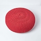 image 3 of Homescapes Red Large Round Cotton Knitted Pouffe Footstool | Red | 70 x 23 cm