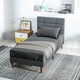 image 2 of HOMCOM 3ft Upholstered Single Bed Frame w/ Wooden Slat No Box Spring Needed