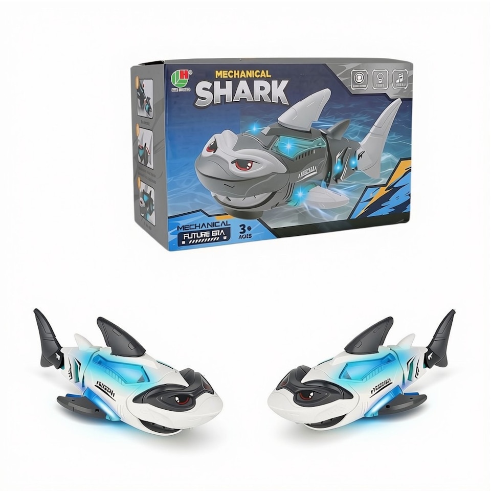 image 1 of Electric Crawling Shark Toy for Toddlers with Lights, Music, and Obstacle Avoidance
