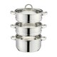 image 2 of Cooks Professional 3 Tier Stainless Steel Steamer Pan - Suitable for All Hobs Inc Induction - Dishwasher Safe - 24cm Diameter