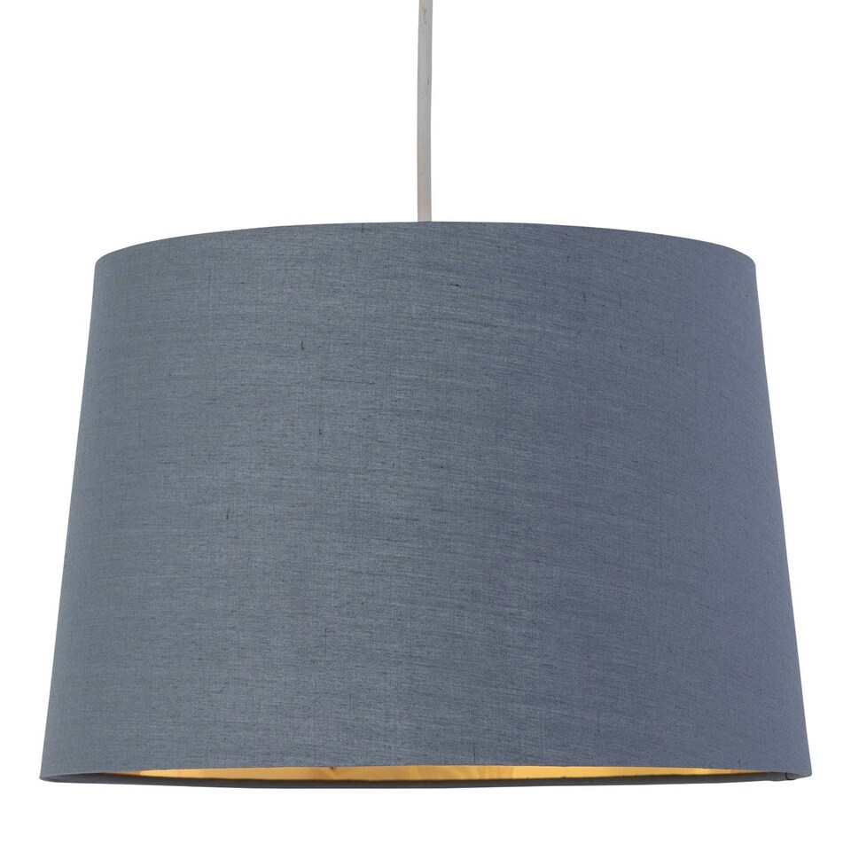 image 1 of First Choice Lighting Set of 2 Zoey Dark Grey with Gold Inner Easy Fit Pendant or Lamp Shades Grey | Gold