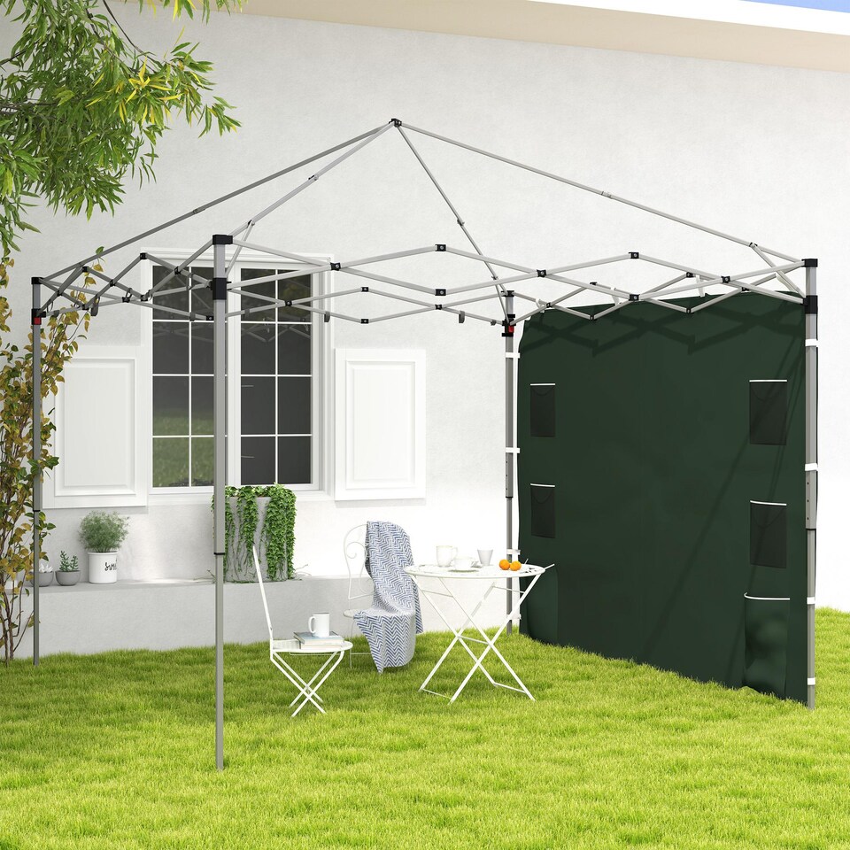 image 1 of Outsunny Gazebo Side Panel, Canopy Sidewall Panel with 4 Mesh Bags and 2 Storage Pockets for 3 x 3 m Straight Leg Pop Up Gazebos, 1 Pack Sidewall Only, Green