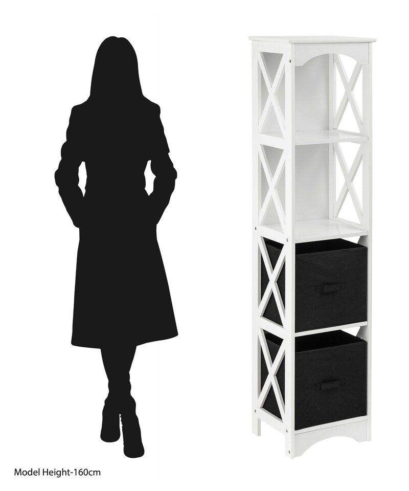 image 1 of 2 White Black Box Drawers Storage Unit | White