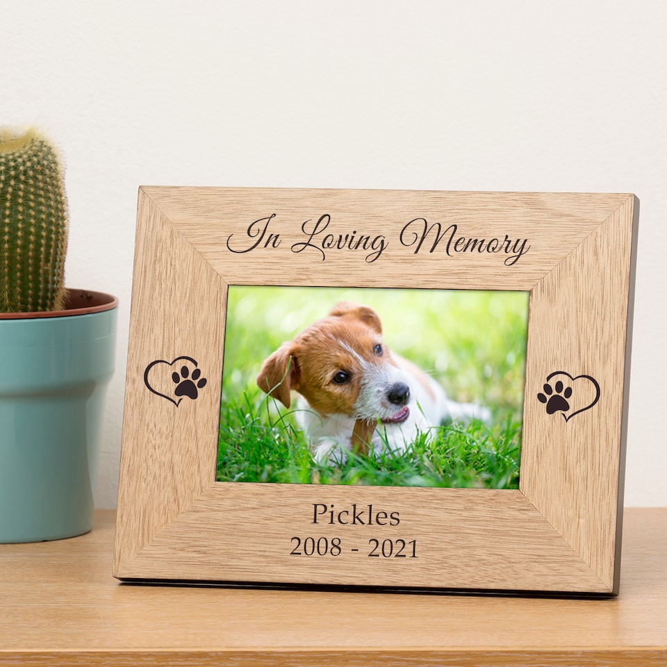 image 1 of Personalised In Loving Memory Pet Memory Wood Picture Frame 6x4 Sympathy