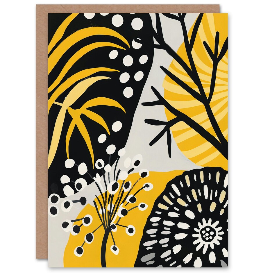 image 1 of Abstract Botanical Leaves Branches Him Her Birthday Card