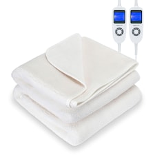 MONHOUSE Premium Soft Fleece Electric Blanket - Heated Under Blanket - Double 137x190cm Beige - Fitted Mattress Cover - Machine Washable - 9 Heat Settings
