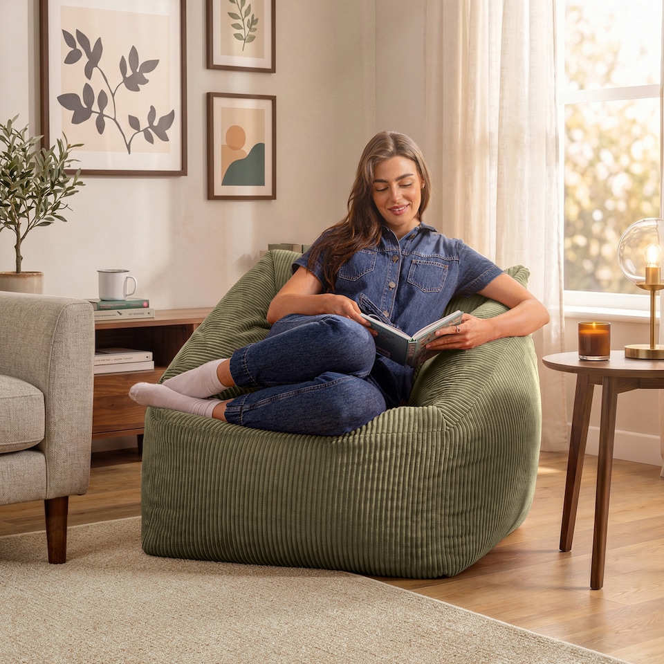 image 1 of Natalia Large Beanbag Corduroy Sage Green | Green | Green | XL | 1