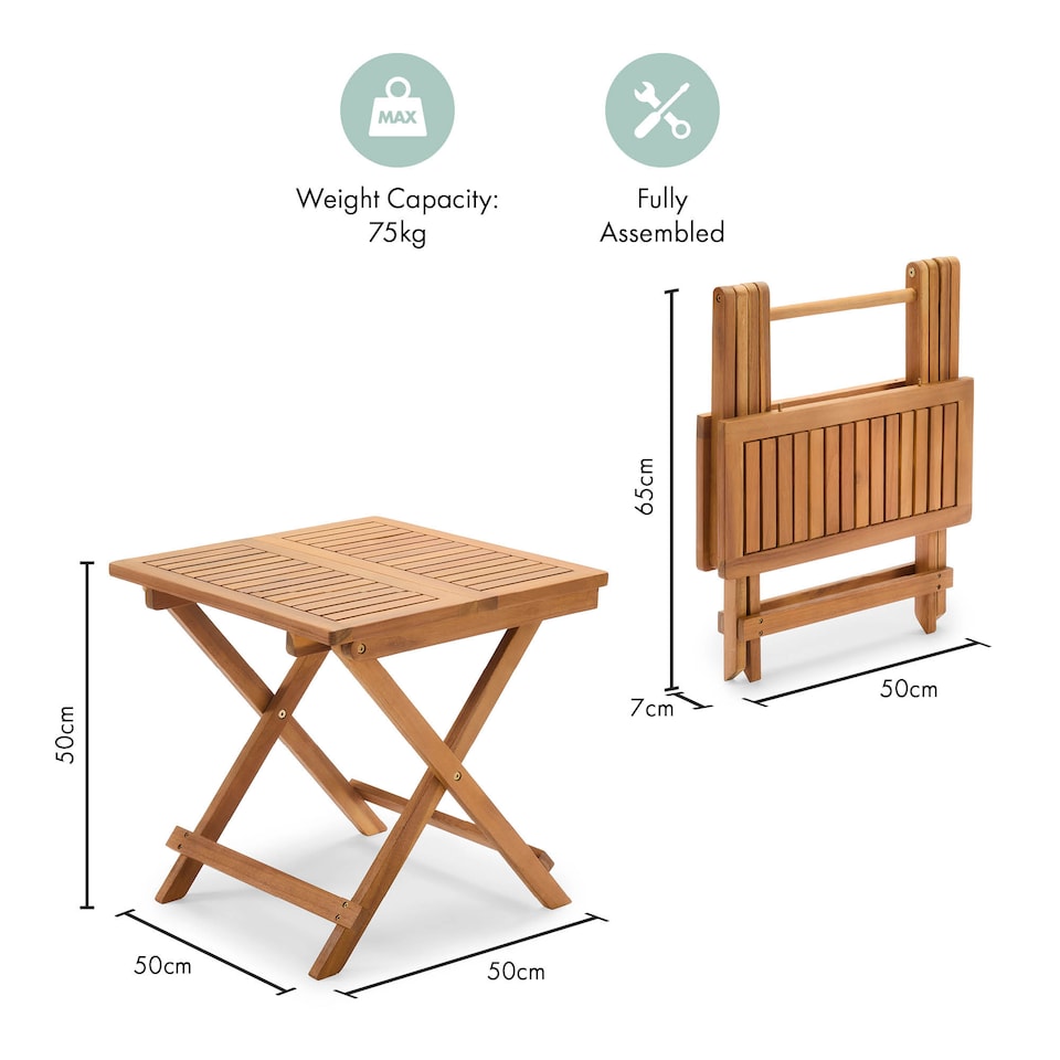 Vonhaus Hudson Adirondack Folding Garden Side Table with Teak Oil