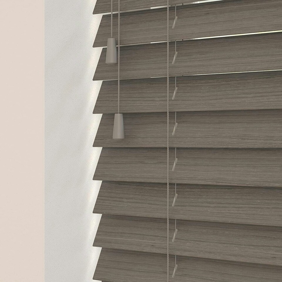 image 1 of 150cm Mint Oak Wooden Venetian Blinds With Strings (130cm drop) Grey | Grey
