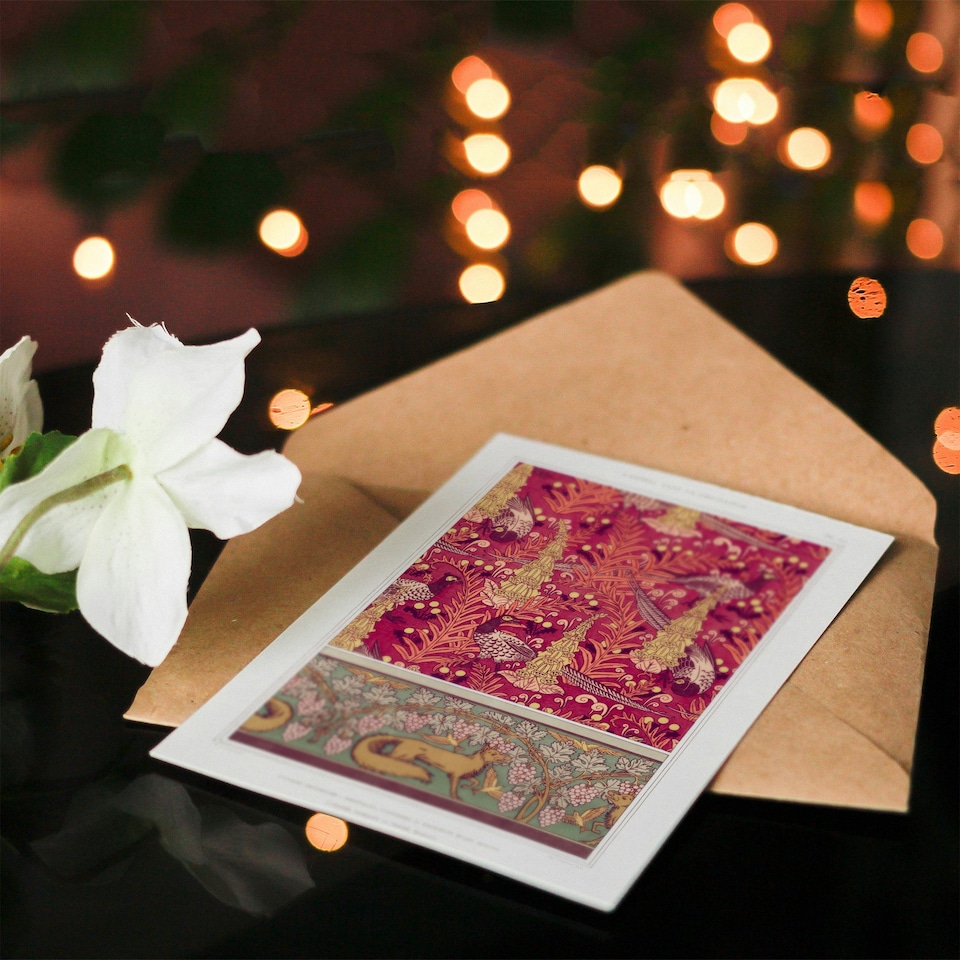 image 1 of Maurice Pillard Verneuil Art Card Flowers Pheasants and Foxes Patterns