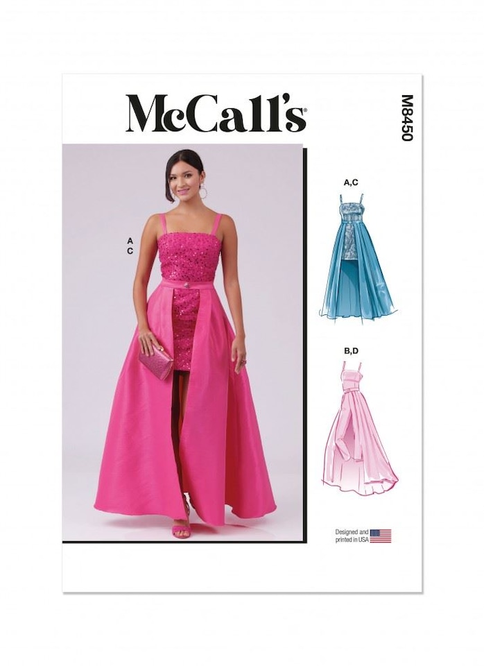 image 1 of McCall's 8450 Paper Sewing Pattern – Women’s Dresses, Jumpsuits & Skirts, UK Sizes Bb (20W–22W–24W–26W–28W), Intermediate
