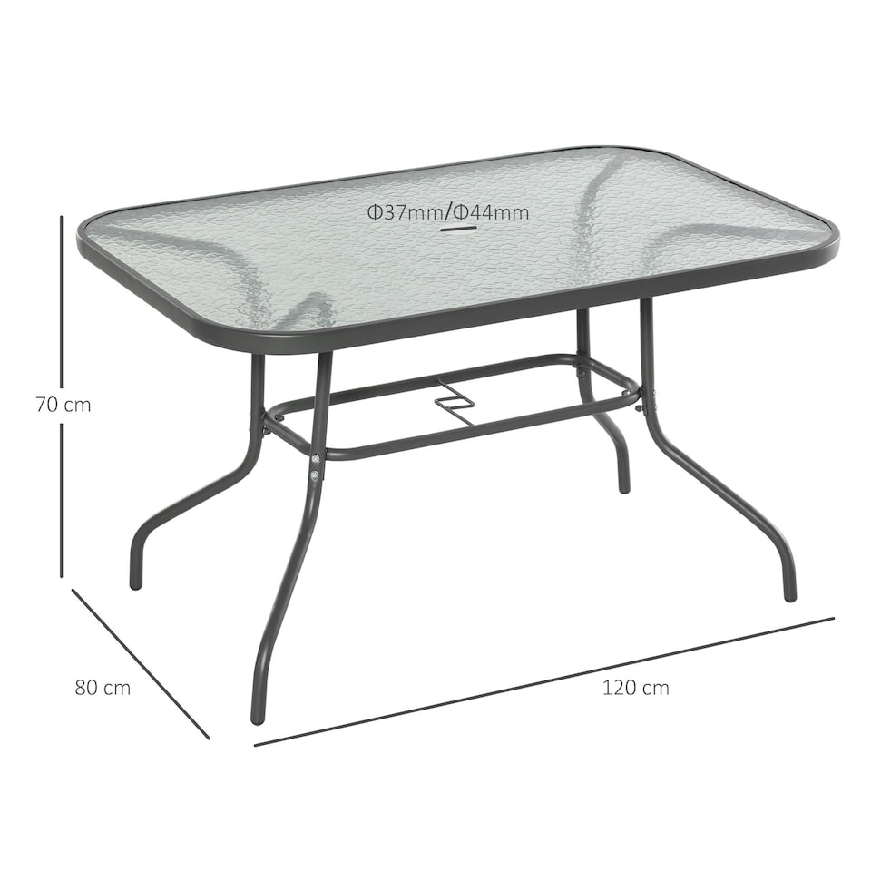 image 1 of Outsunny Metal Garden Dining Table Outdoor Patio with Hole 120L x 80Wcm