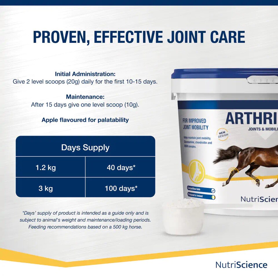 image 1 of NutriScience Horse Joint Supplement Glucosamine MSM Chondroitin Mobility Powder 3kg