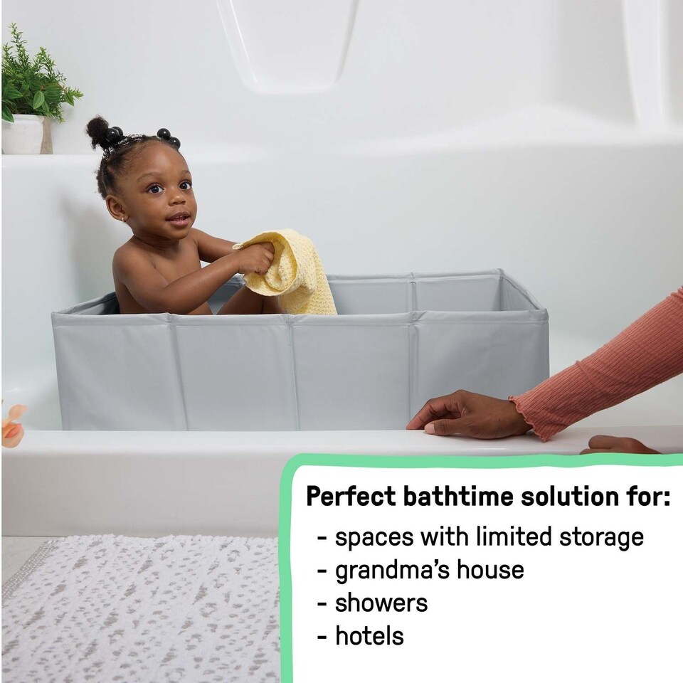 image 1 of Ingenuity Tuckaway Toddler Tub Grey Suitable from 12 Months to 5 Years