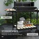 image 5 of Outsunny Charcoal Barbecue BBQ Grill Trolley W/ 5-level Grill Height Ash Catcher