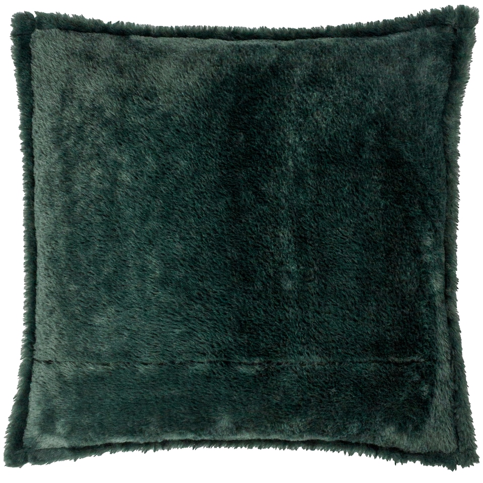 image 1 of Furn All Wrapped Up Velvet Faux Fur Cushion | Green | Emerald/Red