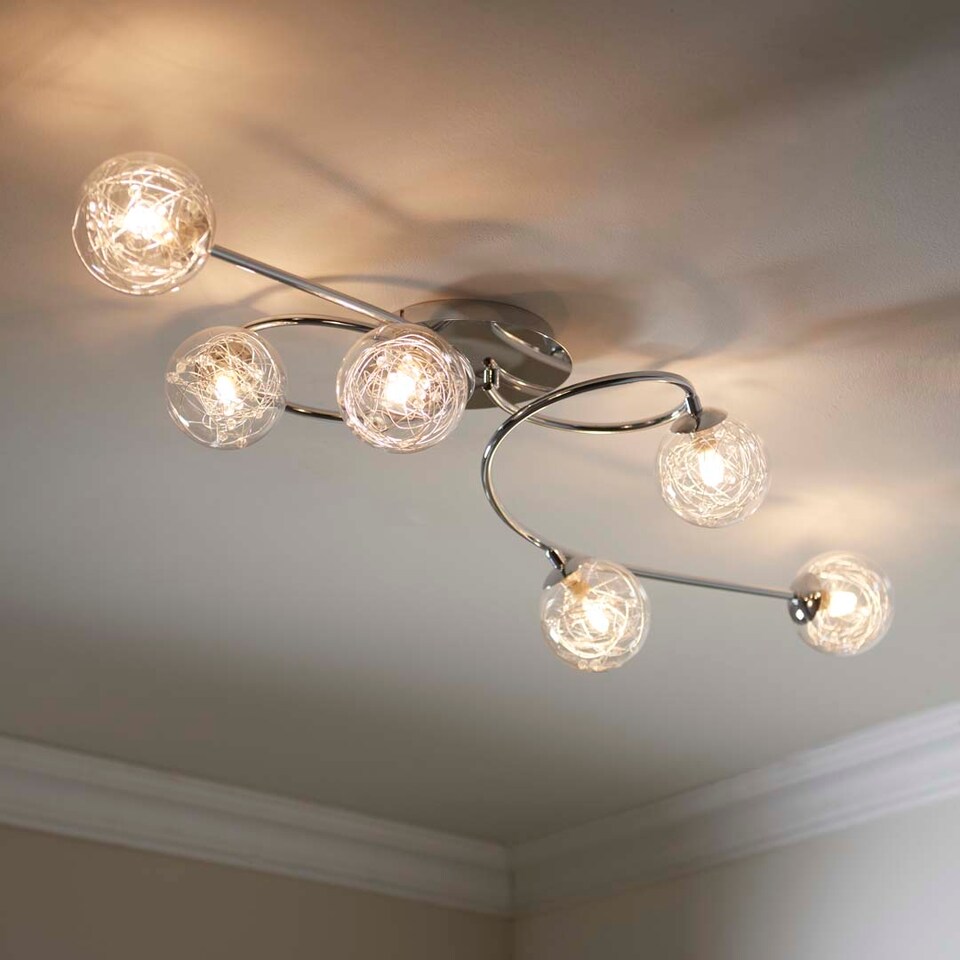 image 1 of Pagazzi Jaymie 6-Light Chrome Semi-Flush Ceiling Light