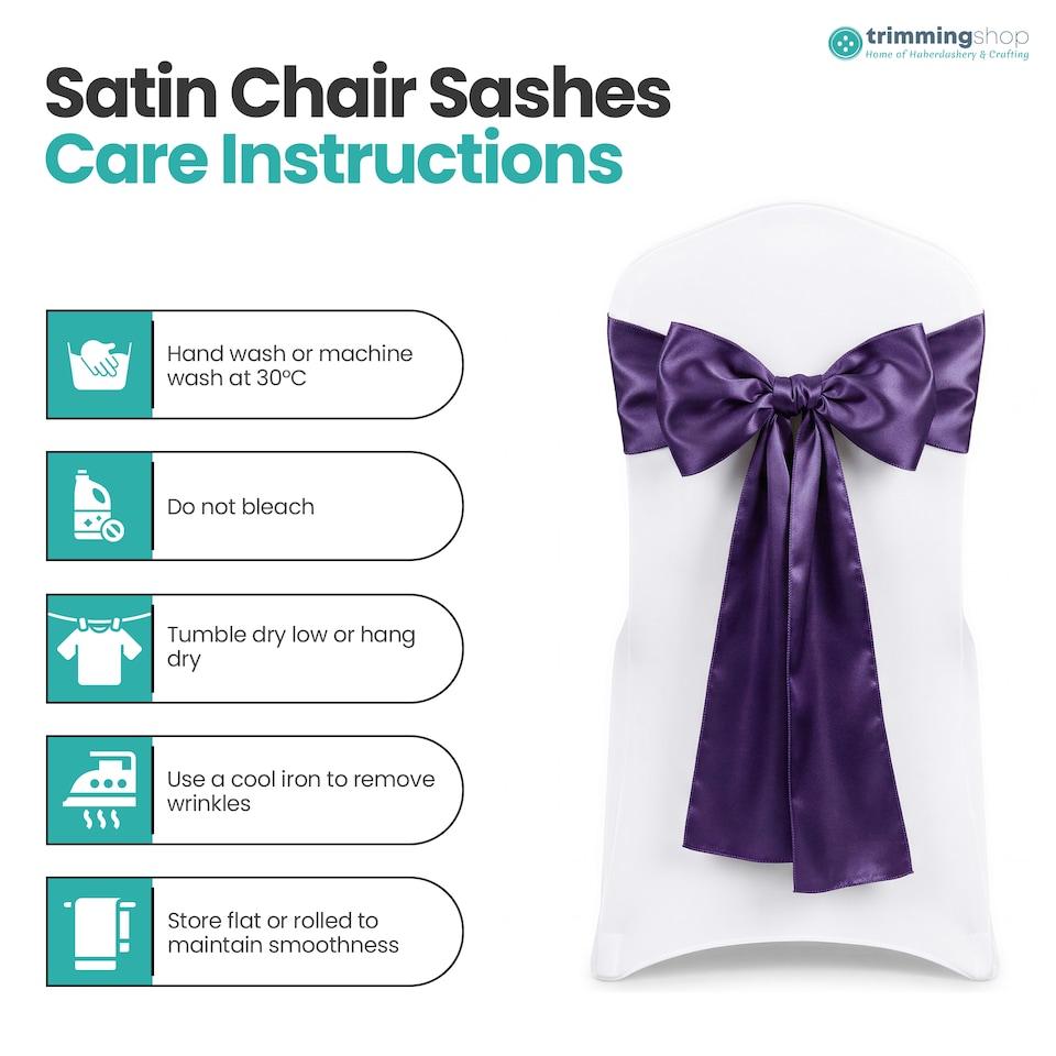 image 1 of 7"x108" Satin Chair Sash, Chair Sashes Hammed Edges Bow Tie - 1pc