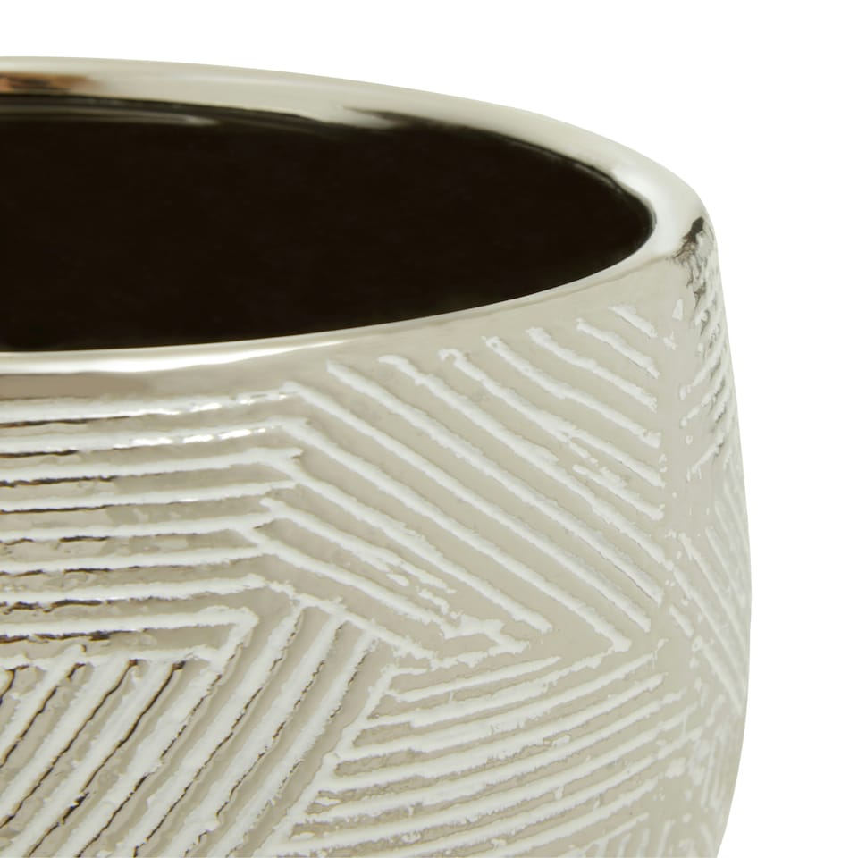 image 1 of Honna Small White Silver Ceramic Planter White