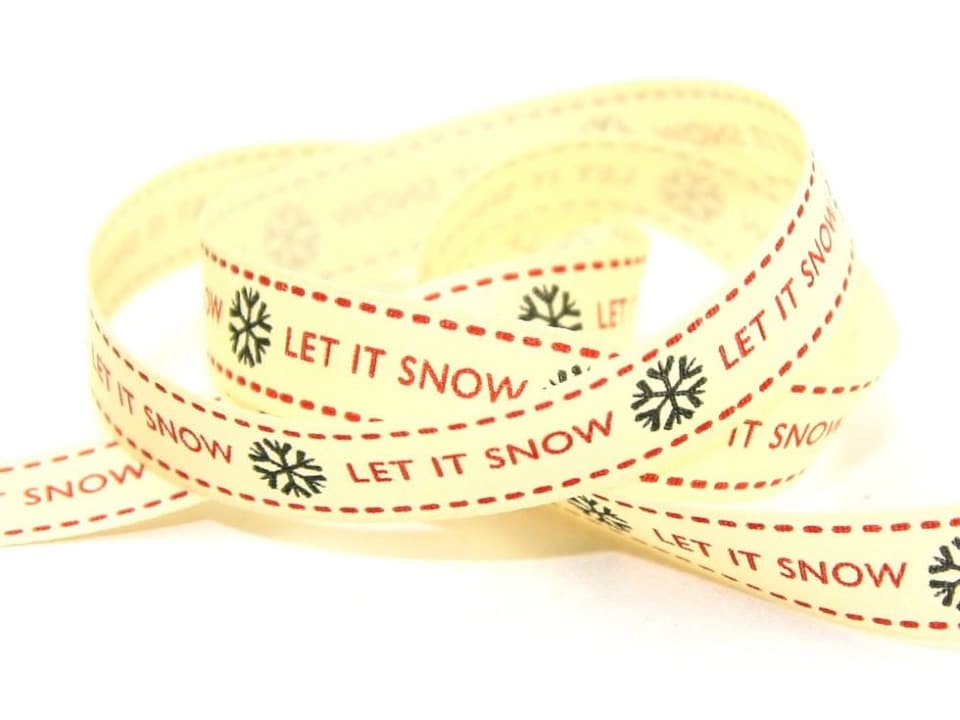 Berisfords 1 Red/Black 25mm Let It Snow Christmas Ribbon for Dressmaking - per metre