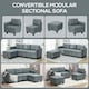 image 4 of HOMCOM Convertible Modular Sectional Sofa with Storage, Tufted 3 Seater Sofa Set, L Shaped Couch with Ottoman, Wood Frame for Living Room, Dark Grey | Grey
