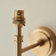 image 4 of Chester Brushed Aged Brass Plate Wall Light with Pearl Grey Fabric Zigzag Shade 16cm B22