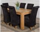 image 2 of Kuba 150 x 85 cm Chunky Medium Oak Dining Table and 6 Montana Fabric Chairs | Black | Black