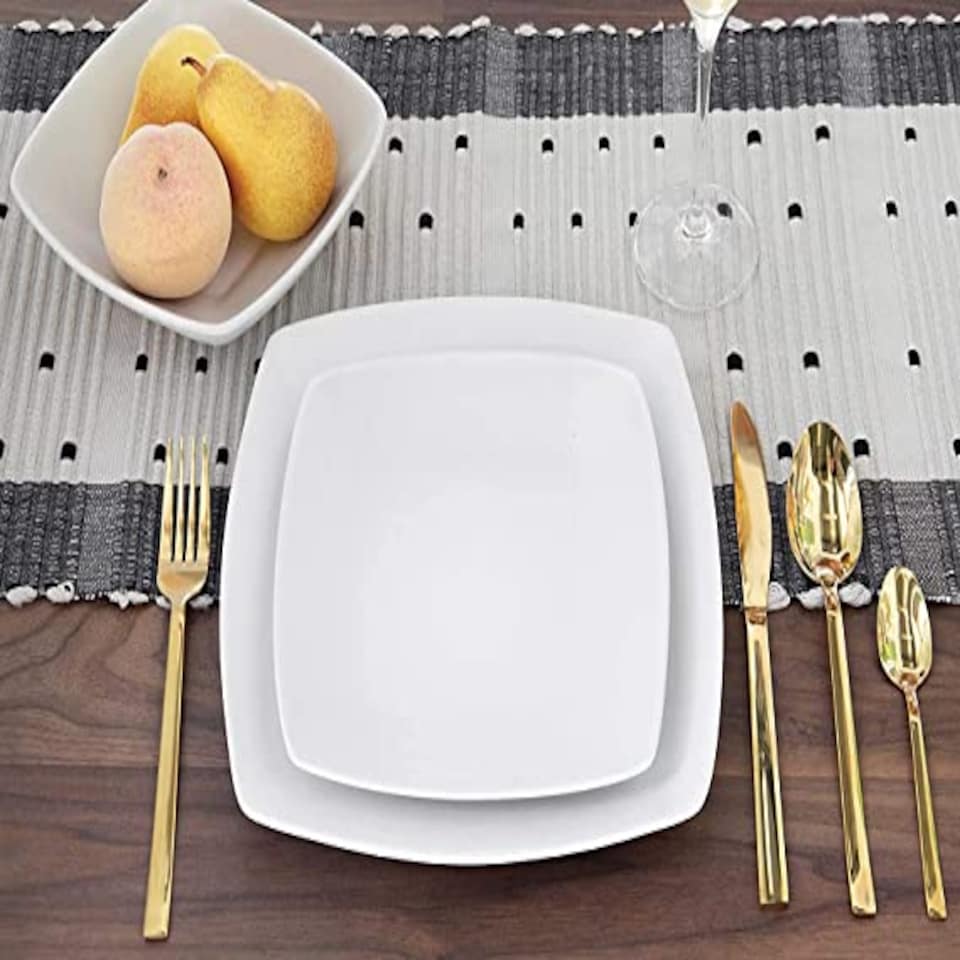 image 1 of Creative Tops Raven White 12 Piece Dinner Set, Square, Ceramic, Service for 4