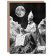 image 1 of Surreal Cat Lover Pope and Moon Black White Birthday Greeting Card