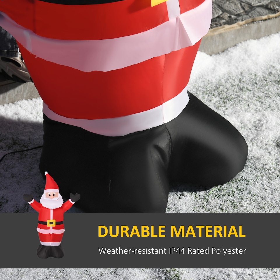 image 1 of HOMCOM 4ft Inflatable Christmas Santa Claus Xmas Decoration 1 LED Holiday Air Blown Yard Outdoor Decor