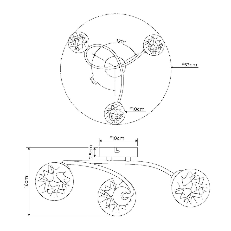 image 1 of Jaymie 3-Light Chrome Semi-Flush Ceiling Light