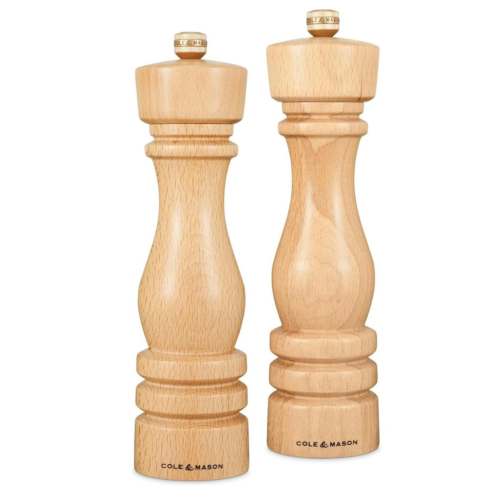 image 1 of Cole & Mason London Beech Wood Salt & Pepper Mill Set 220mm