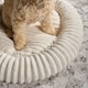 image 4 of OHS Ribbed Round Plush Plump Soft Warm Cosy Pet Dog Cat Cushioned Donut Bed Cream | L