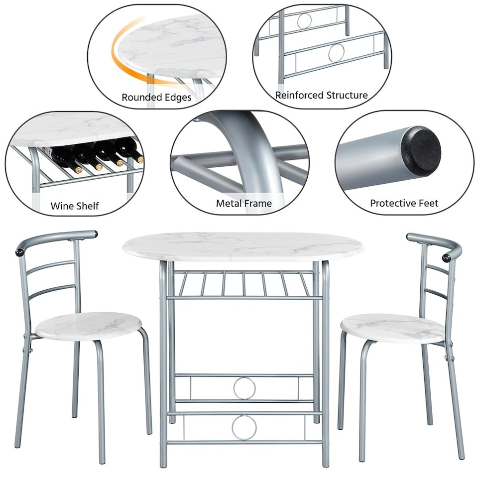 image 1 of Yaheetech Modern Round Dining Table Set