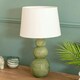 image 2 of ValueLights Avery Green Ceramic Stacked Balls Table Lamp with a White Tapered Fabric Shade - Bulbs Included