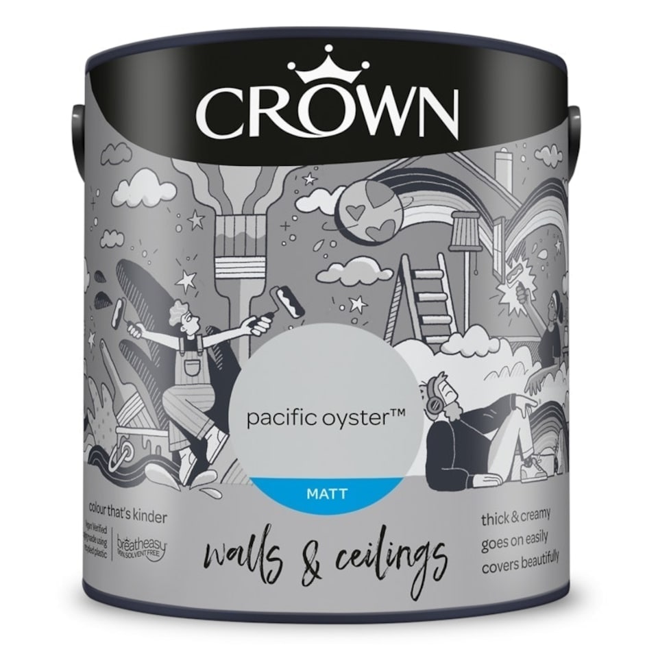 image 1 of Crown Walls & Ceilings Matt 2.5L Pacific Oyster