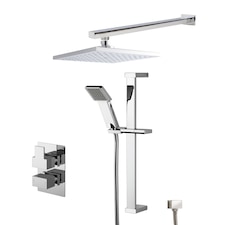 Ripple Concealed Square Twin Valve Shower Set Chrome Balterley