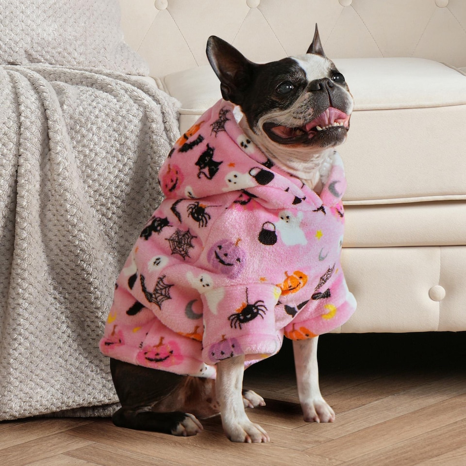 image 1 of OHS Halloween Print Dog Hoodie Spooky Pet Sweater