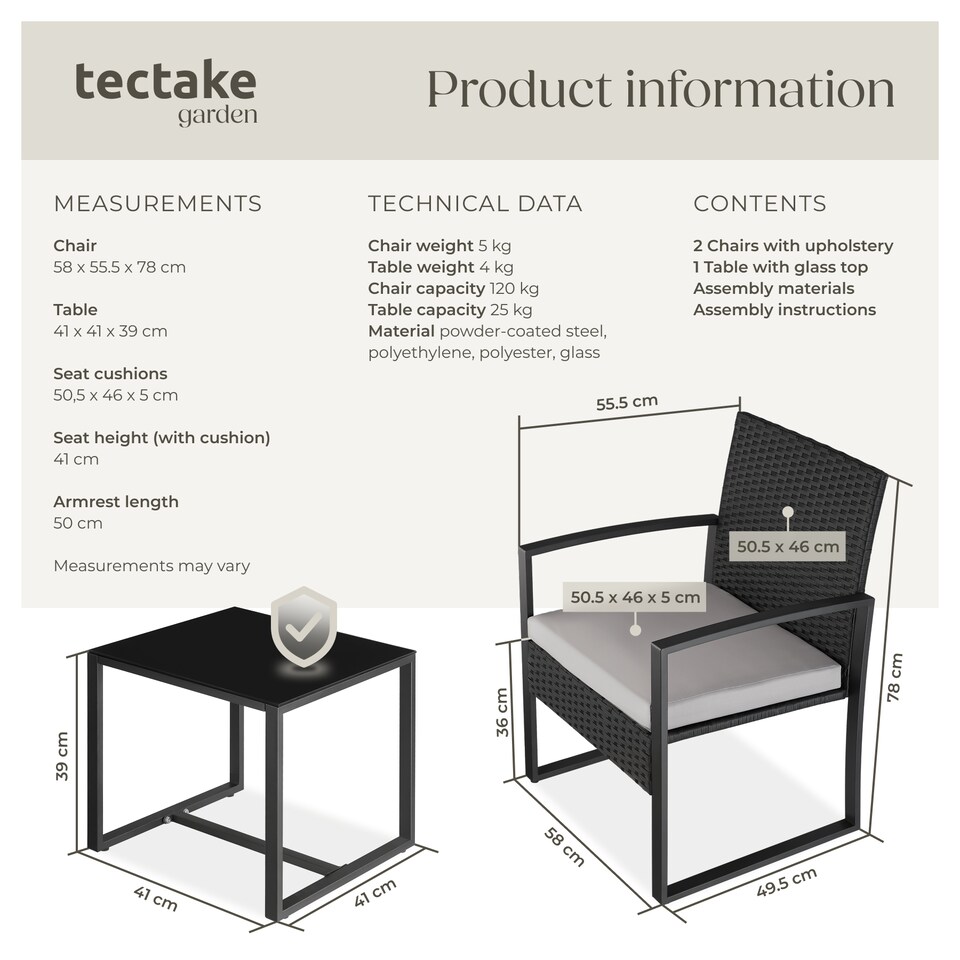 image 1 of Garden Table and Chairs Granada - 2 armchairs, coffee table, bistro set