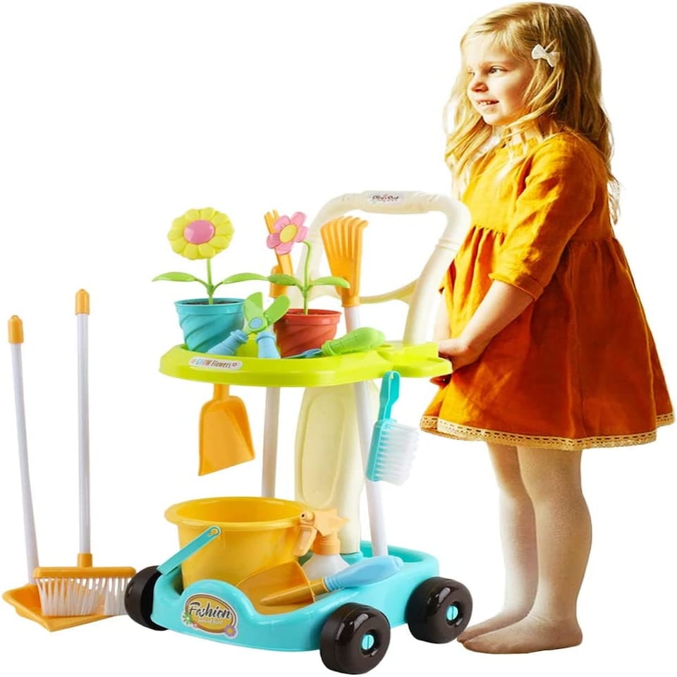 image 1 of 26 Pcs Gardening Tools and Trolley Play Set
