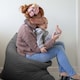 image 2 of rucomfy Jumbo Cord Bean Bag Floor Cushion - Indoor Versatile Seat