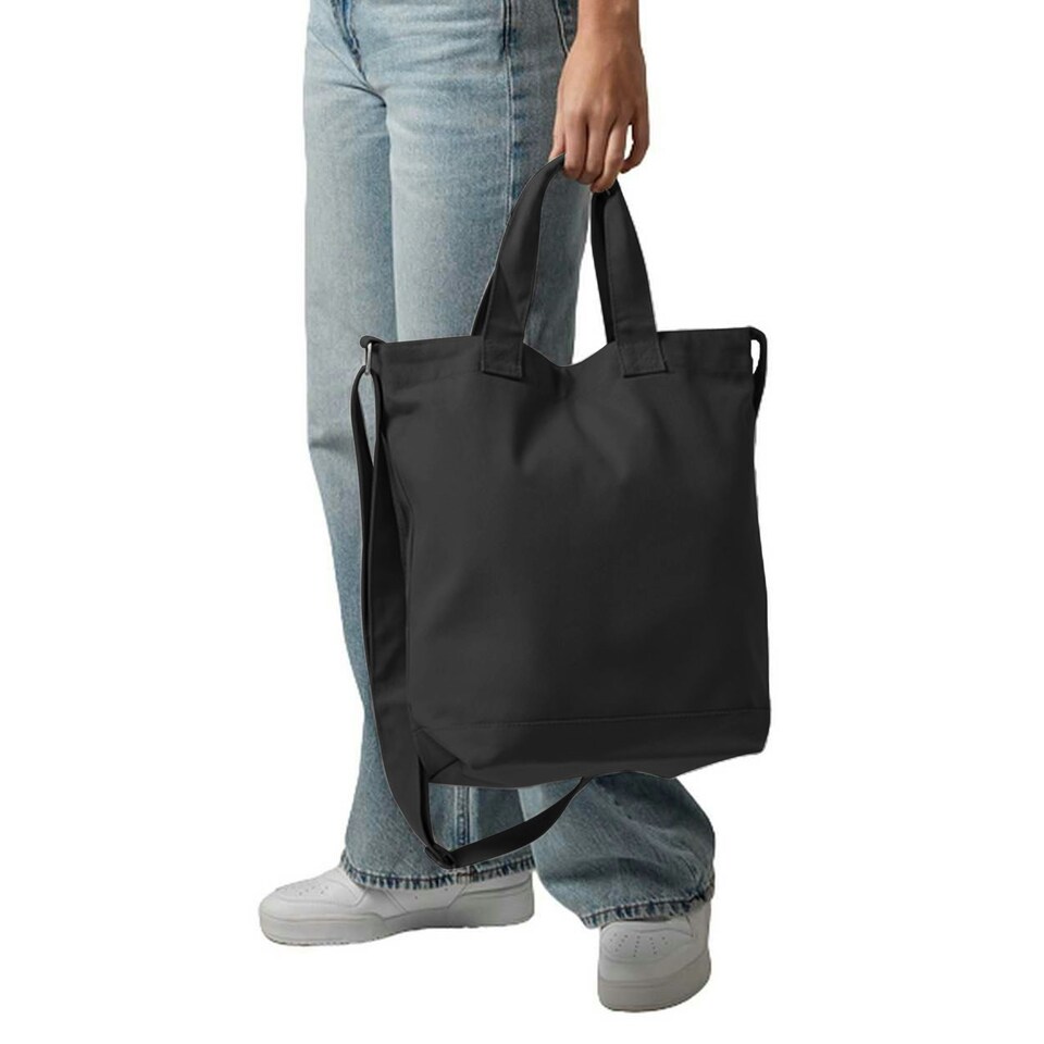 image 1 of Bagbase Canvas Daybag / Hold & Strap Shopping Bag (15 Litres) (Pack of 2) - Black - One Size Black