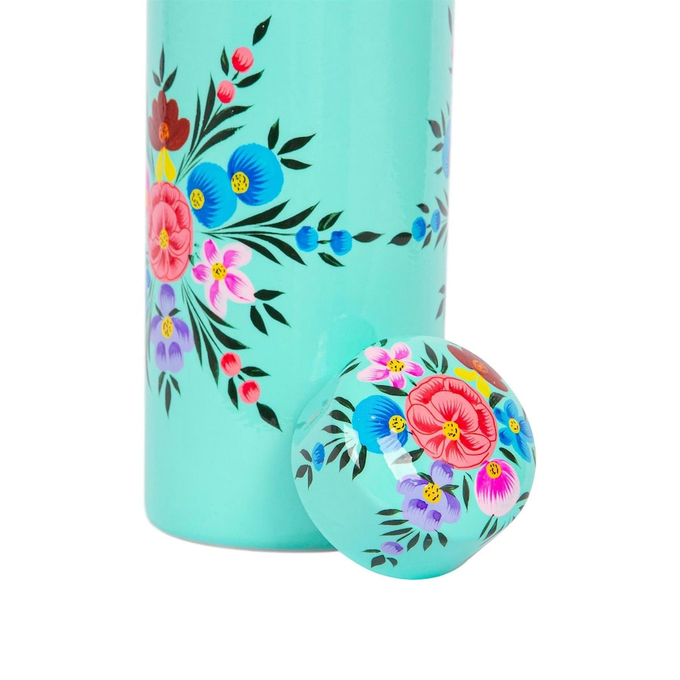 image 1 of BillyCan Hand-Painted Picnic Water Bottle - 875ml - Mint Pansy Green | One Size