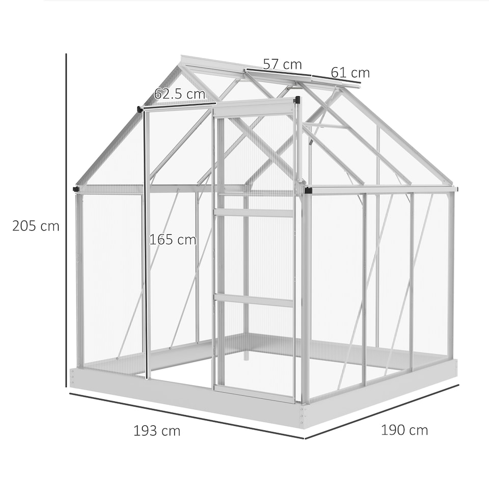 image 1 of Outsunny 6 x 6ft Walk-In Polycarbonate Greenhouse with Foundation