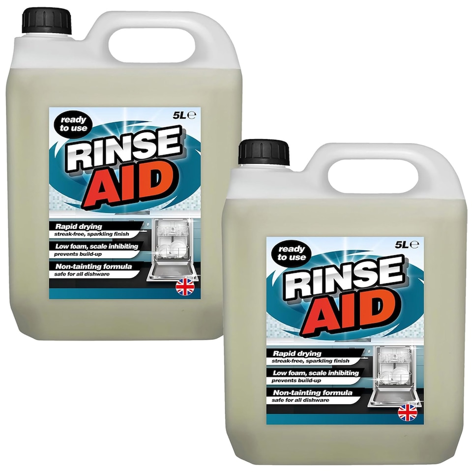 image 1 of 4 x 5L Rinse Aid Commercial Use Low Foaming Natural Dishwasher Cleaner