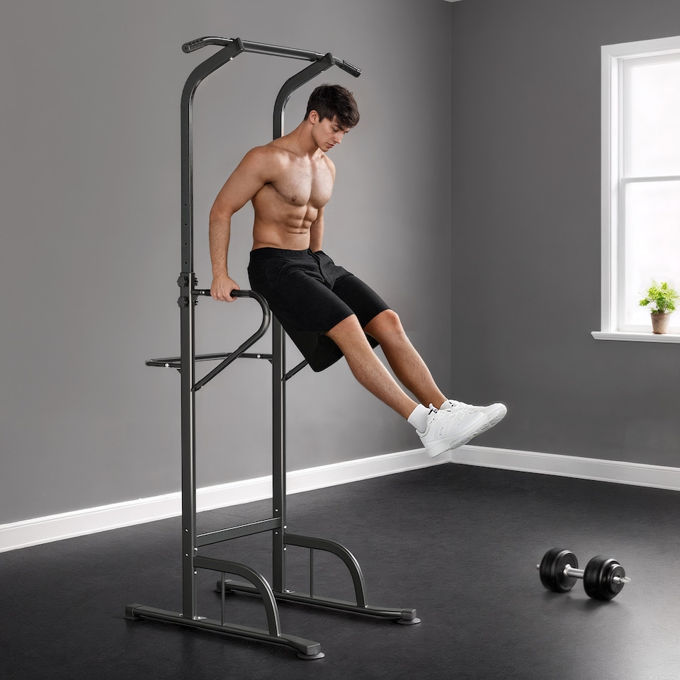 image 1 of HOMCOM Power Tower Multi-Function Pull Up Station with Adjustable Height for Gym