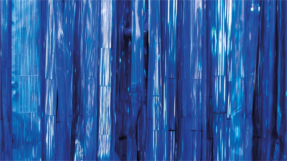 image 1 of Shimmer Tinsel Curtain, 3M x 1M Blue