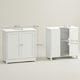 image 10 of kleankin 60x60cm Under-Sink Storage Cabinet w/ Adjustable Shelf Drain Hole White White | White